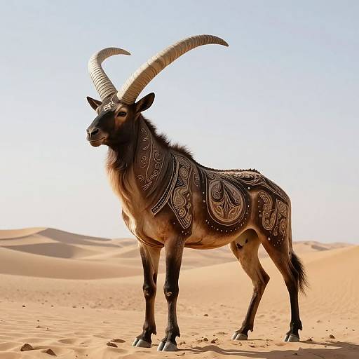 Majestic Horned Creature in Desert