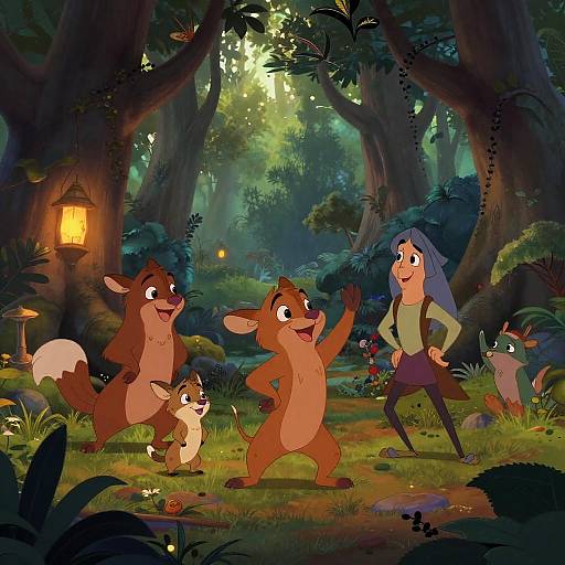 Disney Characters in Enchanted Forest