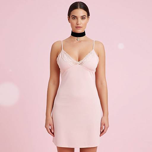 Minimalist Chic Woman in Pink Slip Dress