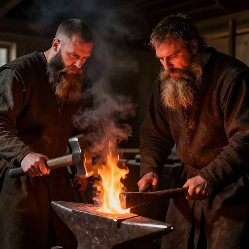 Medieval Blacksmiths with Massive Beards