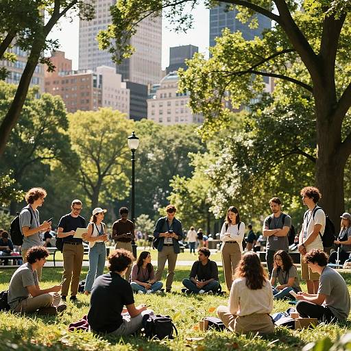 Community Gathering in Urban Green Park