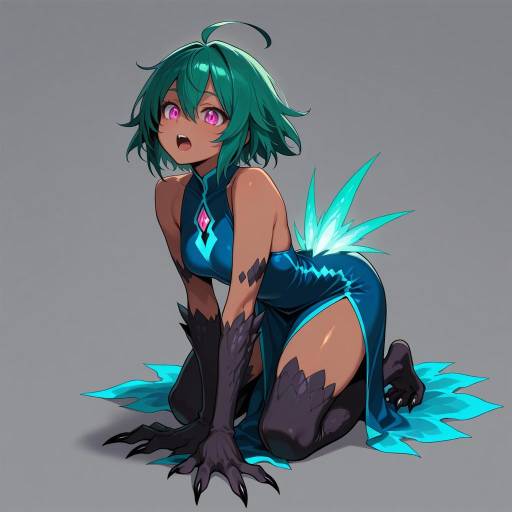 Undead Monster Girl with Green Hair