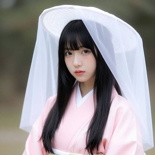 Asian Girl in Pink Kimono