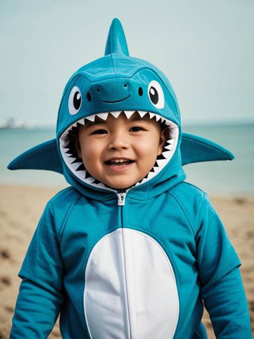 Photorealistic Baby Shark Costume Portrait