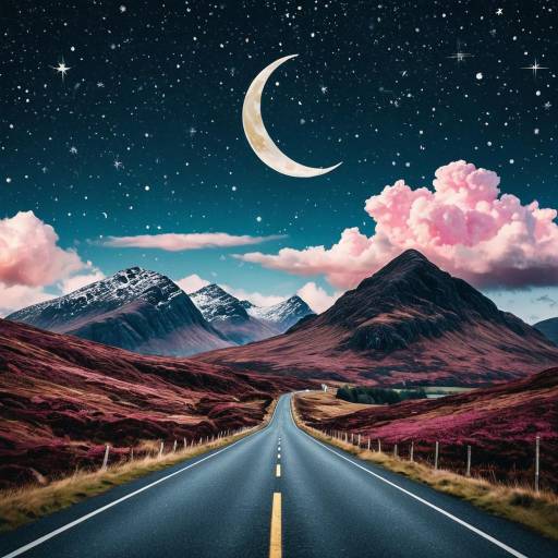 Surreal Scottish Highlands Road at Night Surreal Scottish Highlands Road at Night