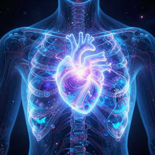 Surreal Glowing Chest with Cosmic Patterns