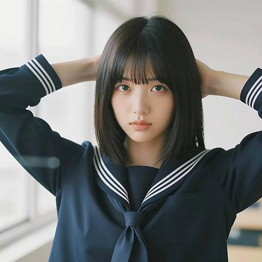 Sailor Style Portrait of Asian Woman