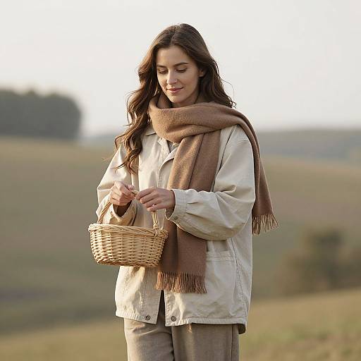 Serene Woman in Earthy Countryside