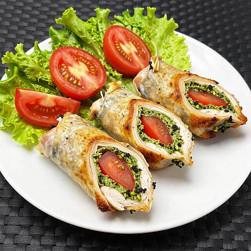 Close-Up of Stuffed Chicken Rolls