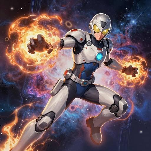 Heroic Futuristic Warrior with Energy Powers in Space