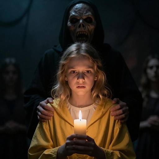 Haunting Candlelit Encounter with Shadows