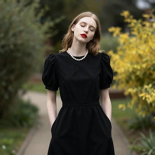Elegant Woman in Garden Setting
