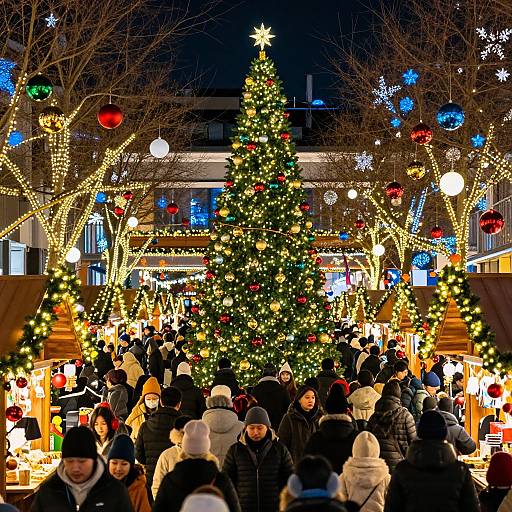 Vibrant Christmas Market Photo Background