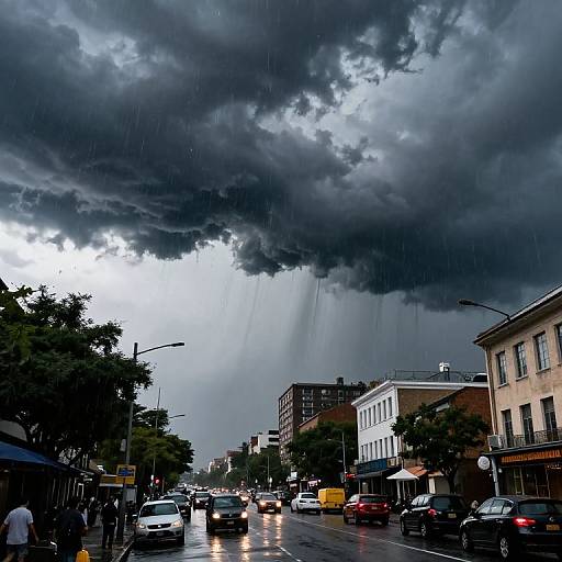 Surreal Storm Over Bustling City