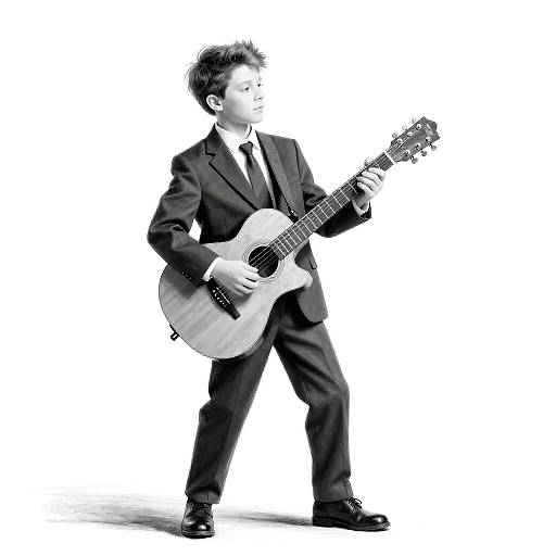 Monochrome Sketch: Solo Guitarist in Suit