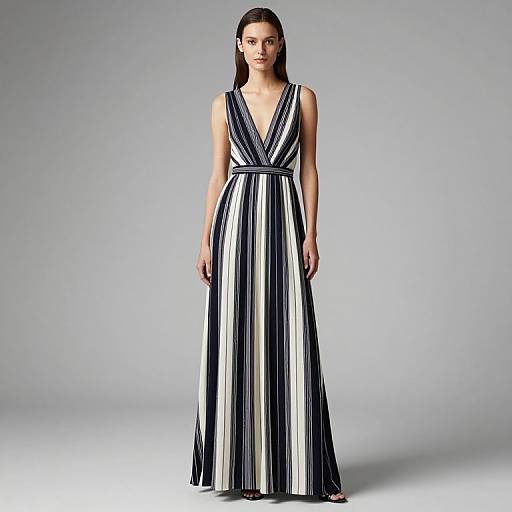 Elegant Modern Striped Gown