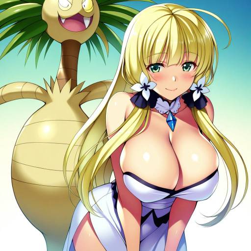 Illustration of Alolan exeggutor, pokemon in the style of Takeda aranobu