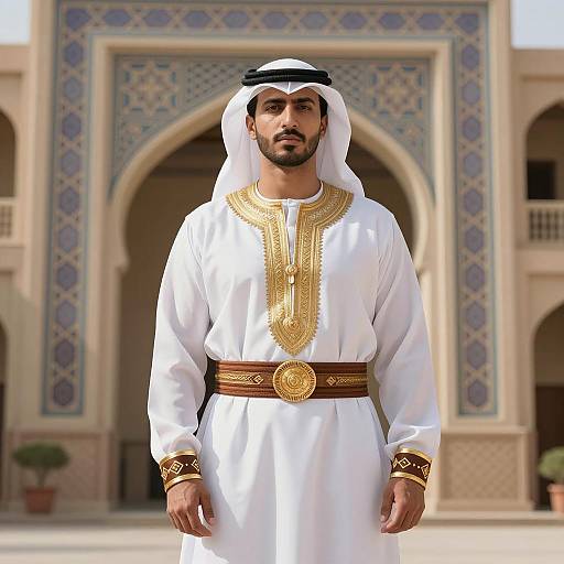 Middle Eastern Man in Traditional Arabian Attire