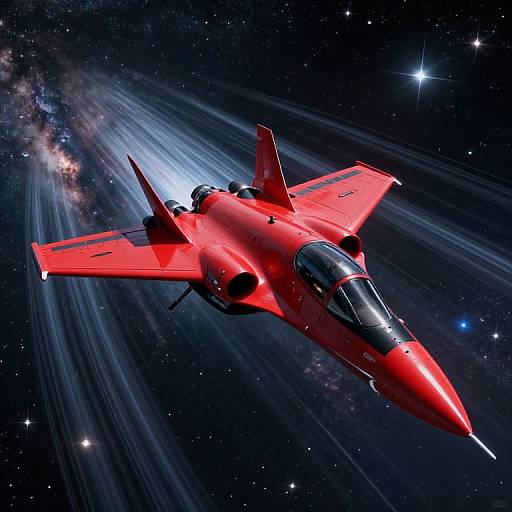 Surreal Sci-Fi Red Black Jet Fighter
