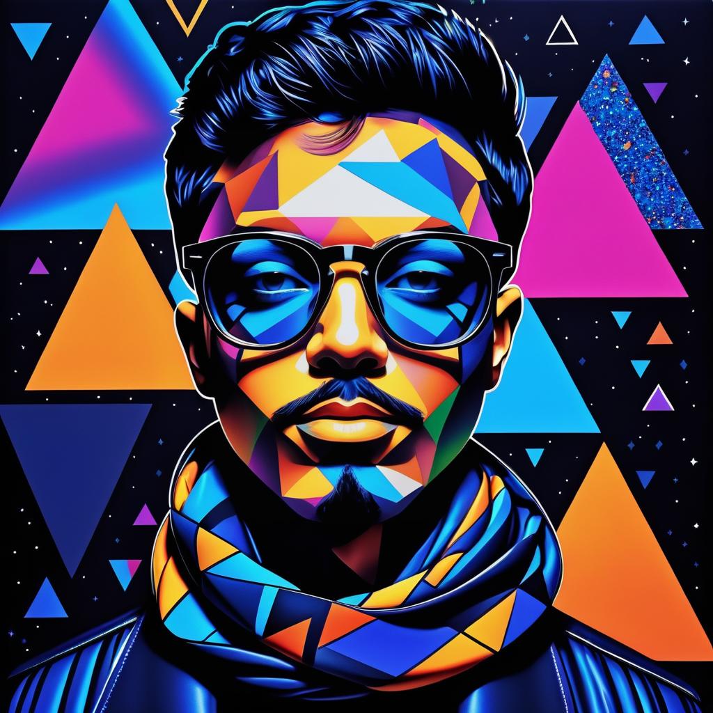 Psychedelic Man with Scarf and Glasses