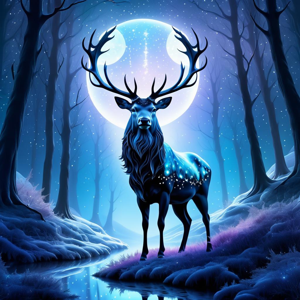 Majestic Stag in a Moonlit Glen