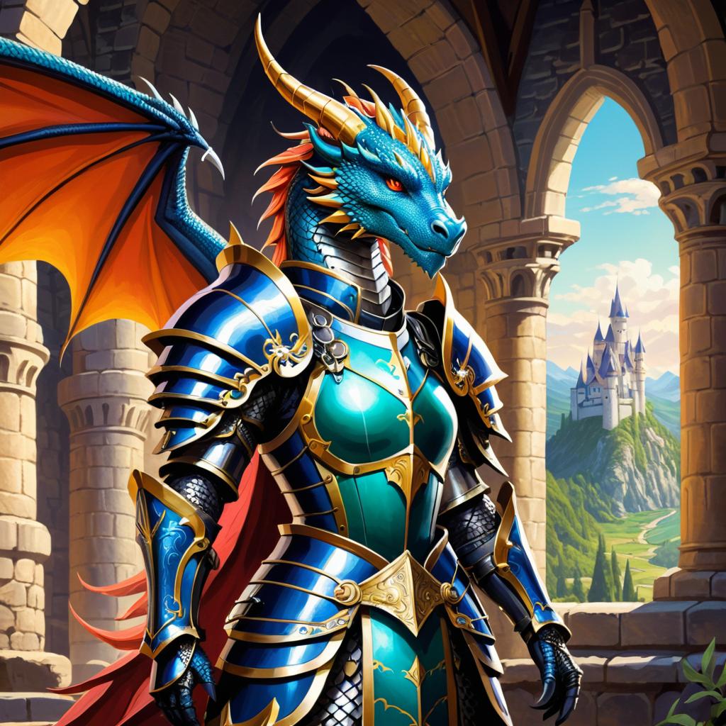 Vibrant Ecchi Dragon in Fantasy Castle