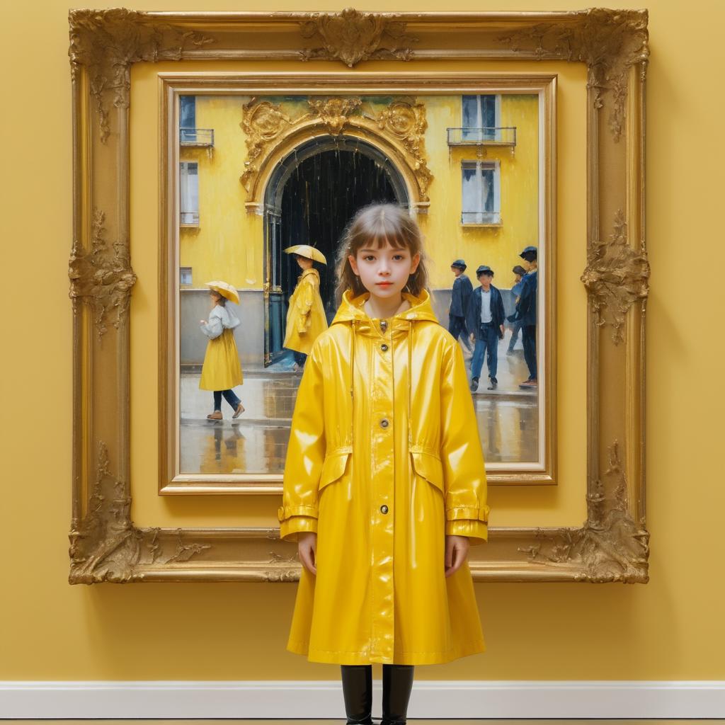 Impressionist Art: Girl in Yellow Raincoat