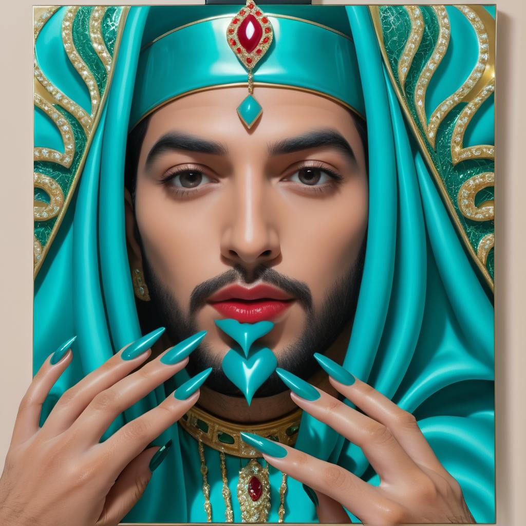 Glossy Oil Painting of Middle-Eastern Man