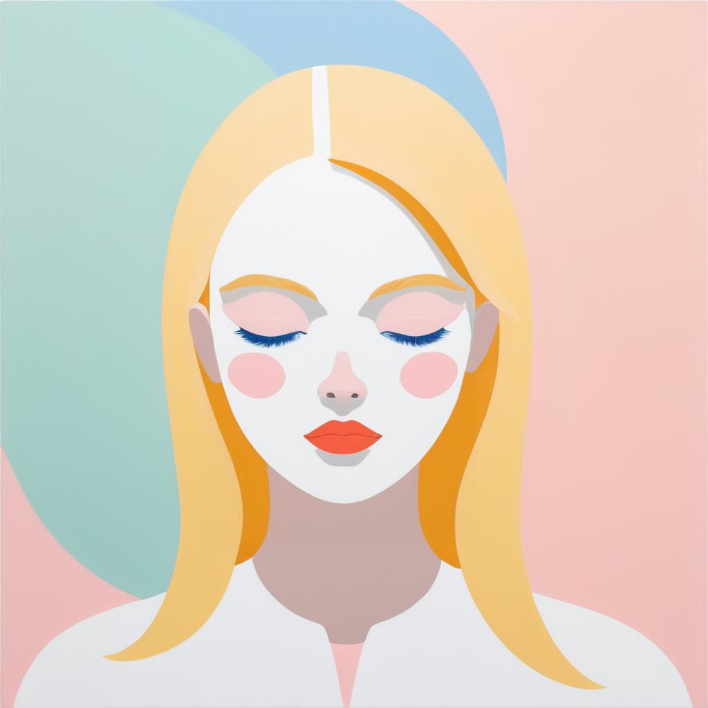 Minimalist Girl with Blonde Hair in Pastels