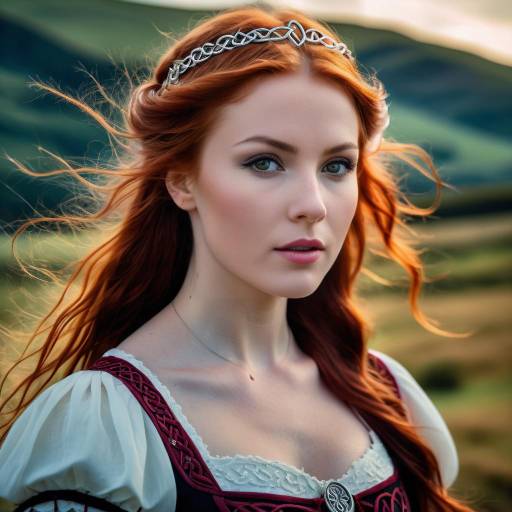 Celtic Woman in a Mysterious Landscape