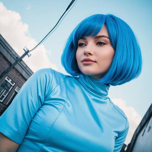 Bright Sky Blue Cosplay Outfit with Bob
