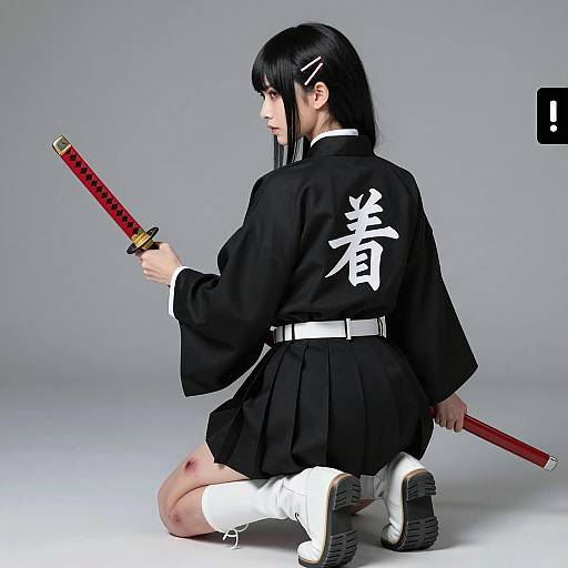 Warrior Woman in Japanese School Uniform