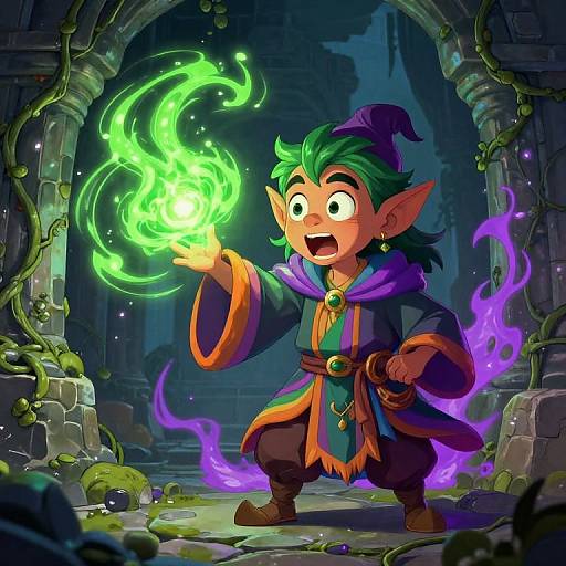 Young Goblin Mage Casting Spell