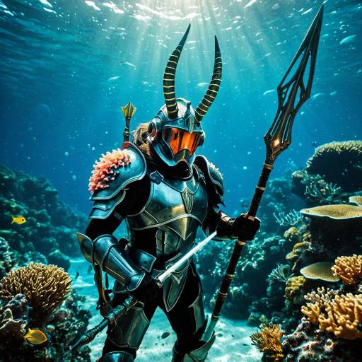 Armored Warrior Underwater with Spear