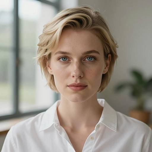 Blonde Woman with Neutral Expression Portrait