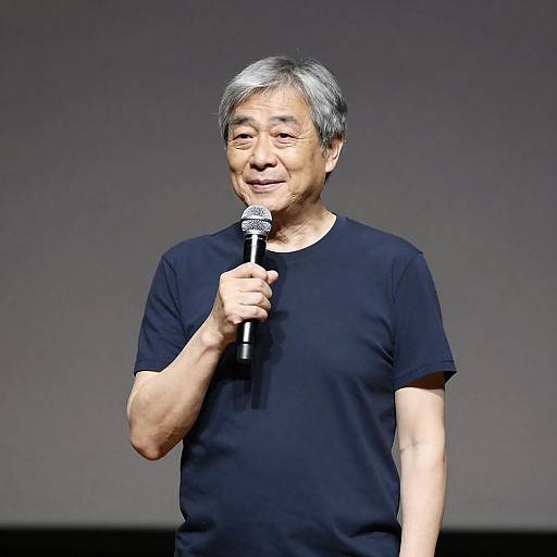 Middle-Aged Man with Microphone Portrait