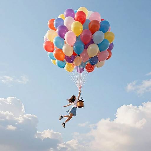Whimsical Balloon Flight Above Clouds