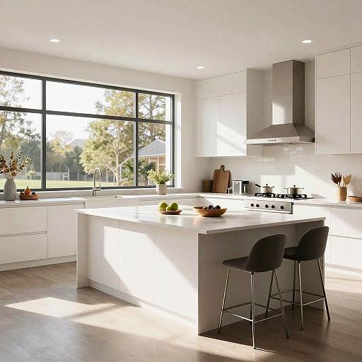 Spacious Realistic White Kitchen Interior