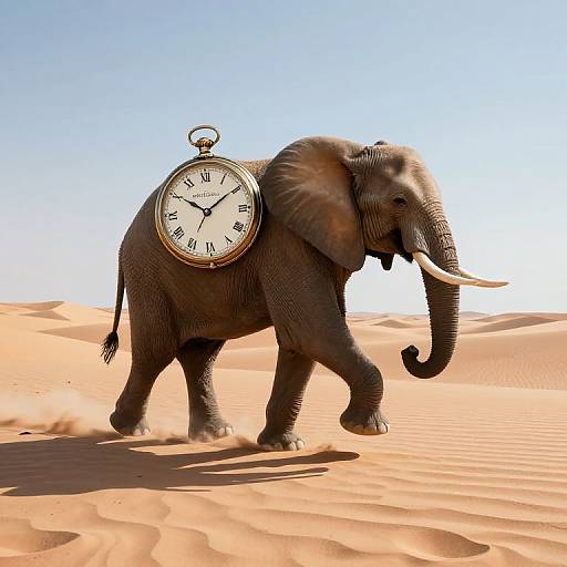 Time-Traveling Elephant in Prismatic Desert