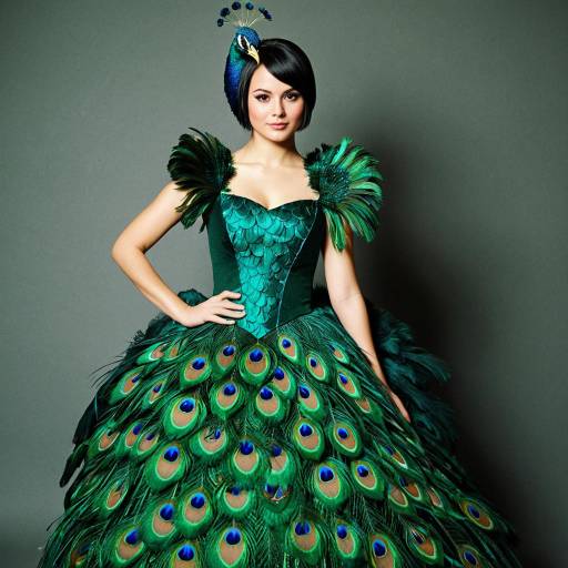 Elegant Girl in Peacock Costume