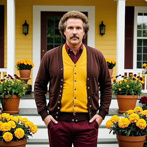 Middle-aged Man Standing in Front of Yellow House