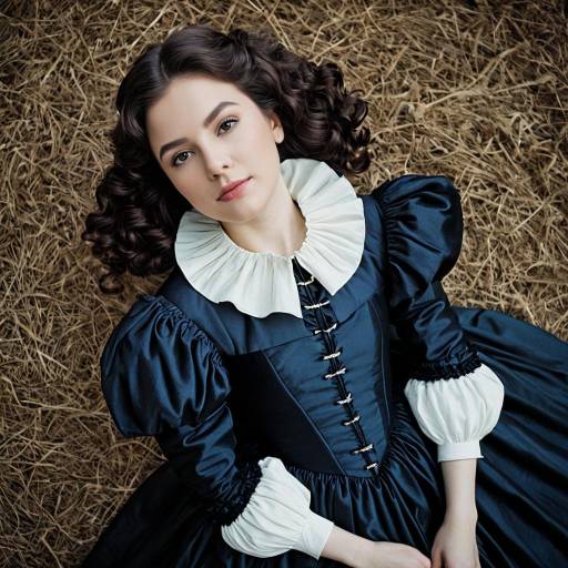 Woman in Elizabethan Dress Lying on Straw