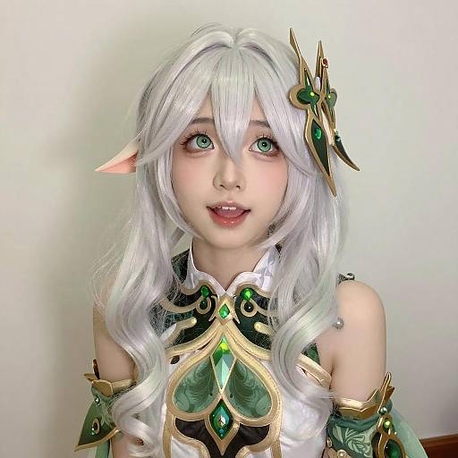 Young Woman with White Hair and Jewelry