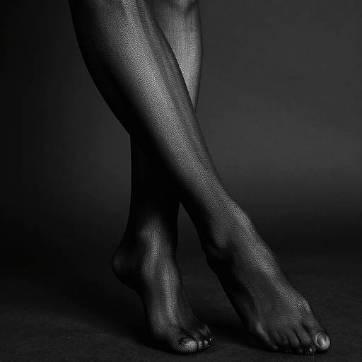 Elegant Black-and-White Pantyhose Detail