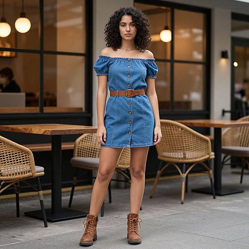 Young Woman Outside Modern Café