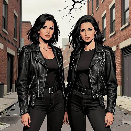 Confident Women in Gritty Urban Alley