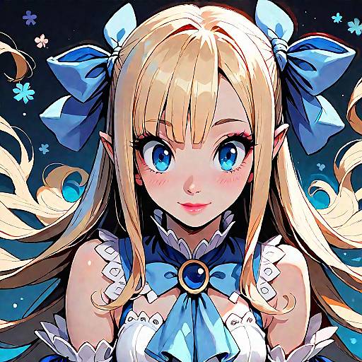 Flonne Cute Blonde With Blue Ribbon