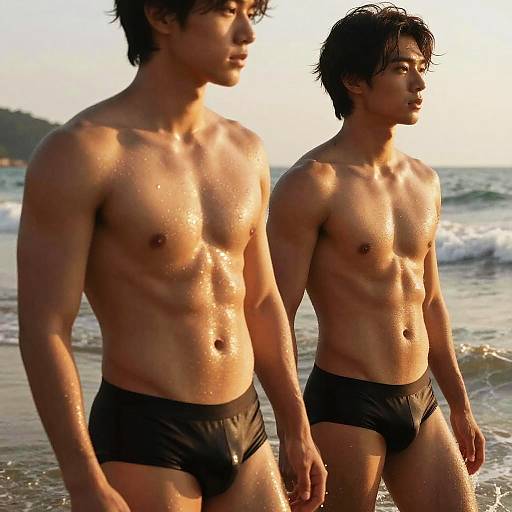 Sexy Men at Golden Hour Beach