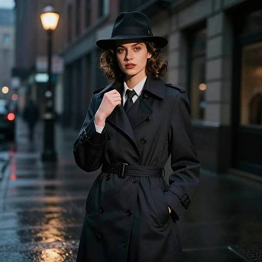 Vintage Noir Detective Woman Portrait