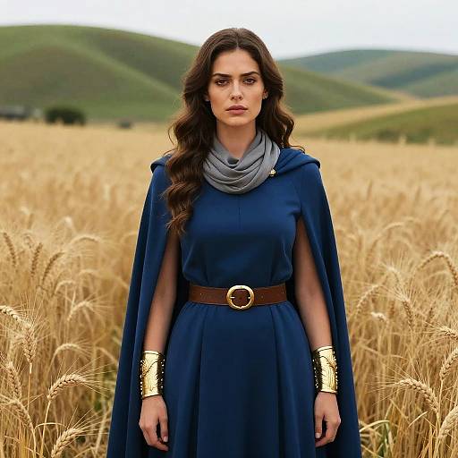 Determined Woman in Golden Wheat Field